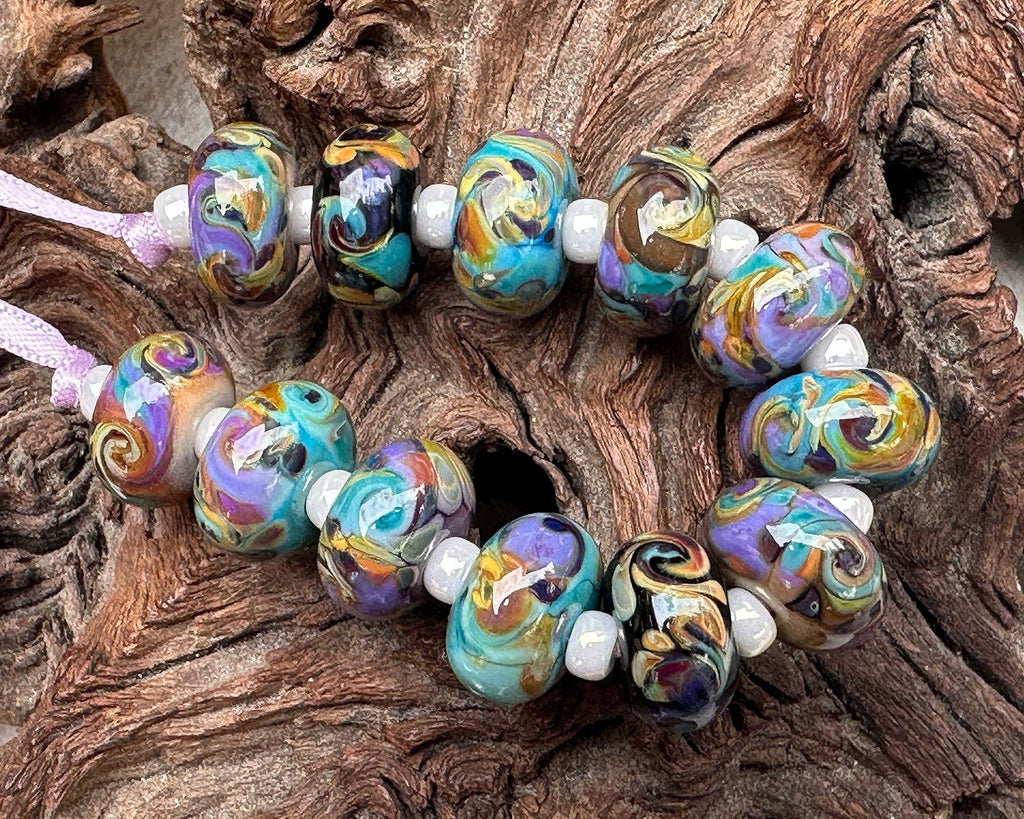 colorful lampwork beads