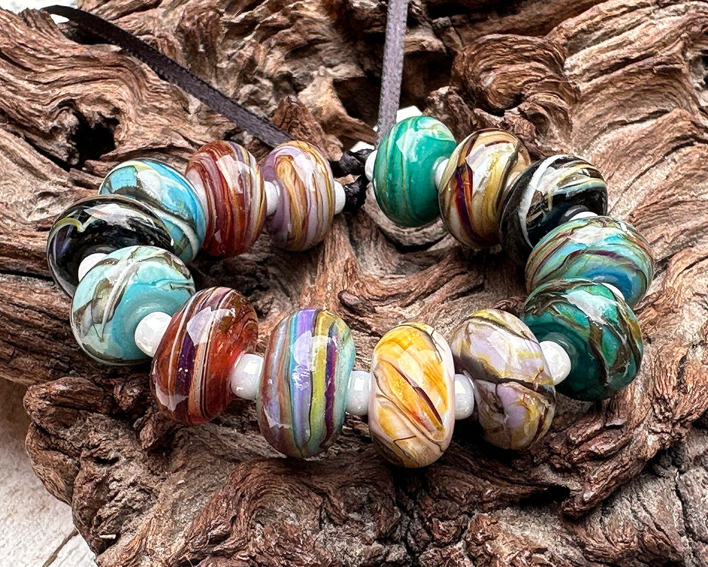 colorful lampwork beads