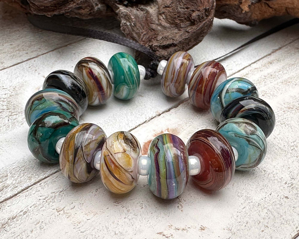 colorful lampwork beads