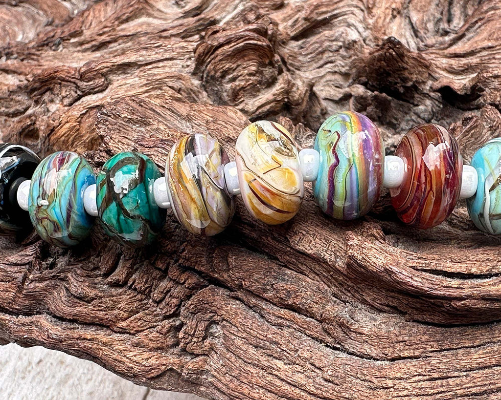 colorful lampwork beads