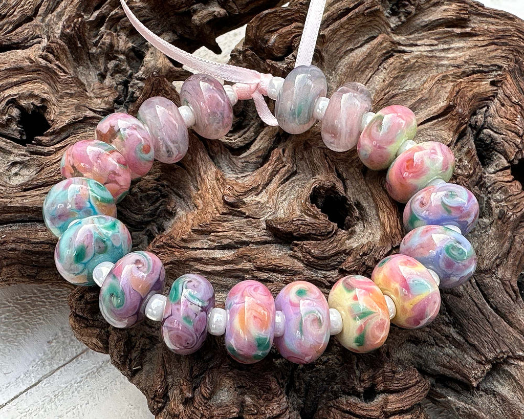 pink lampwork beads