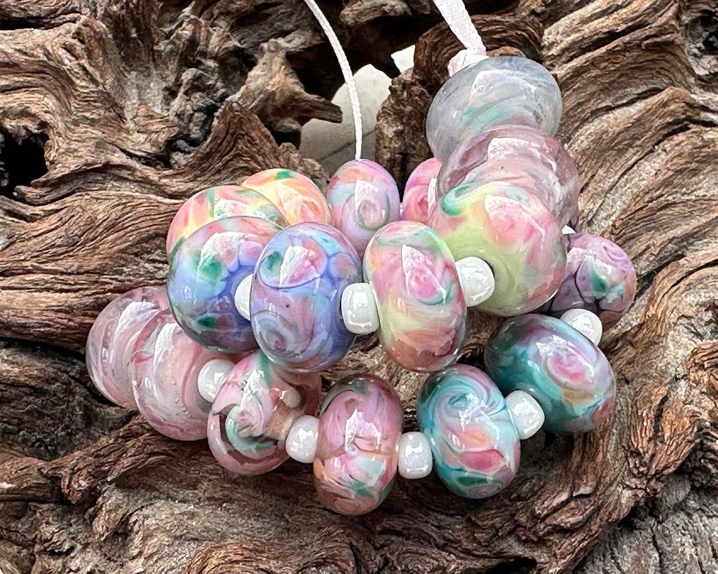 pink lampwork beads