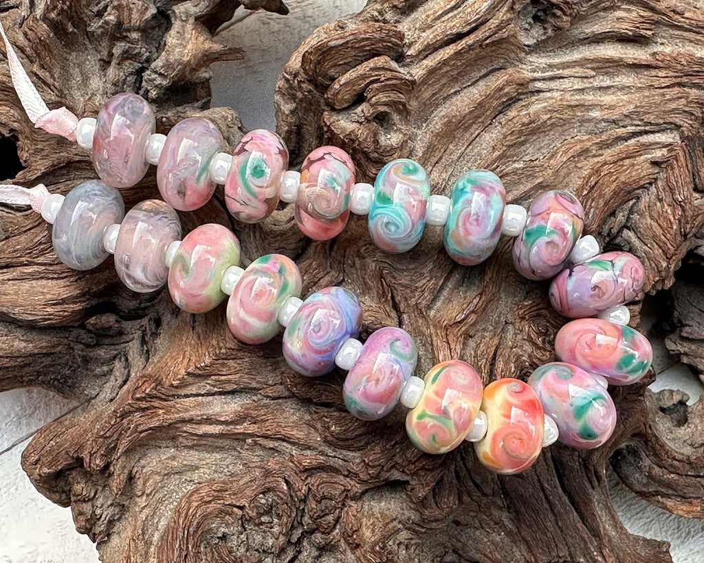 pink lampwork beads