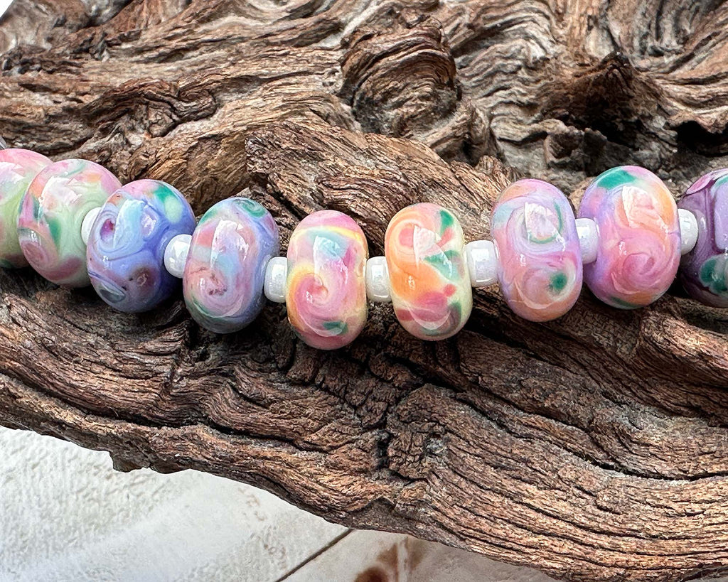 pink lampwork beads