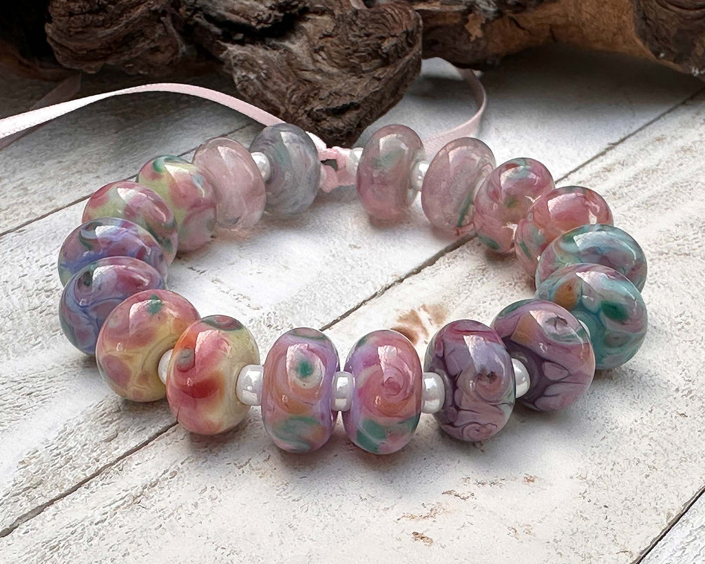 pink lampwork beads