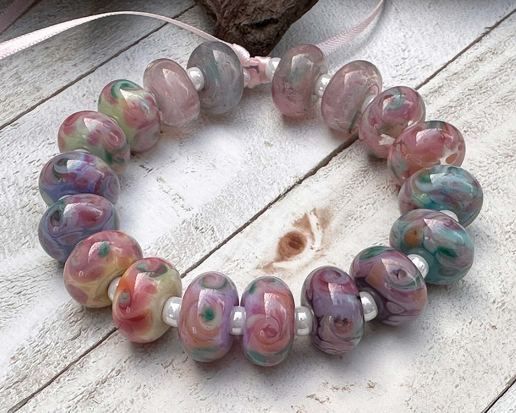 pink lampwork beads