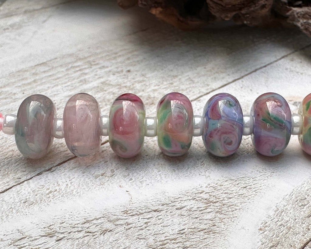 pink lampwork beads