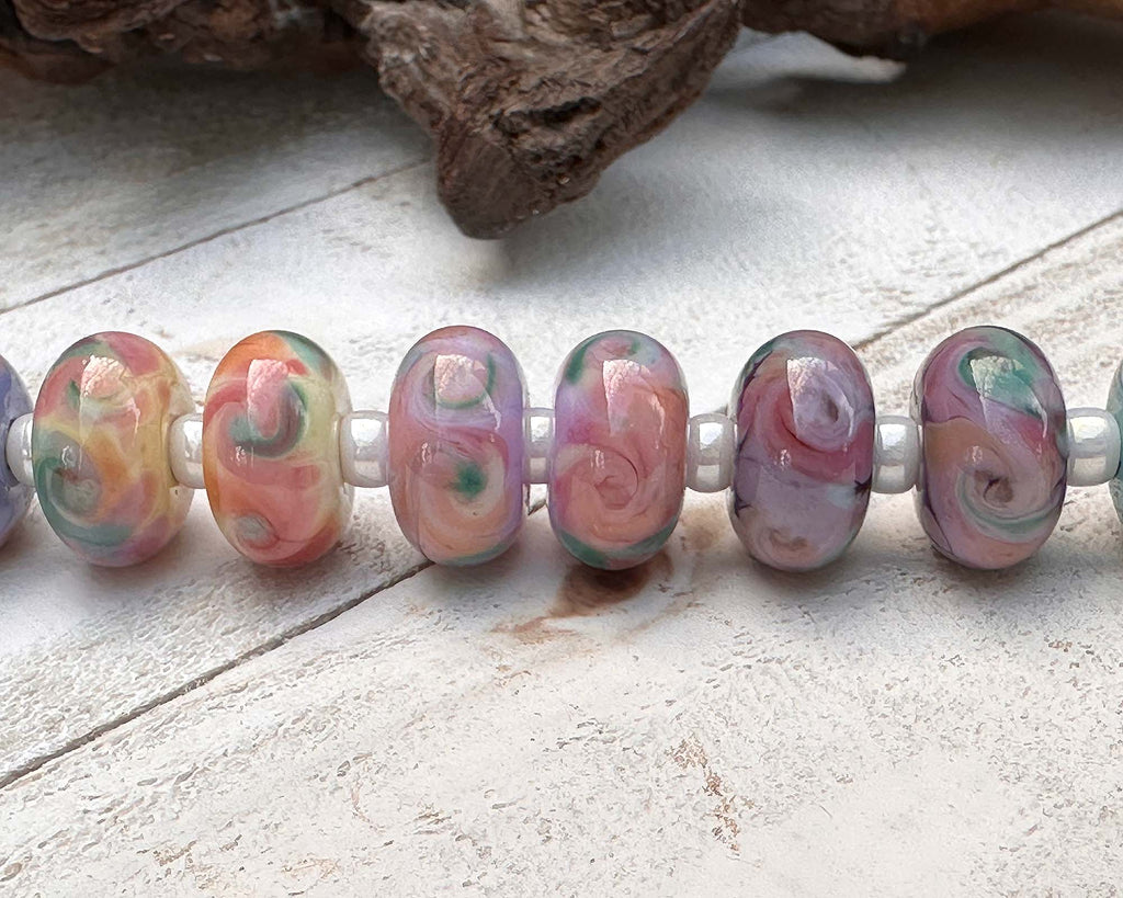 pink lampwork beads