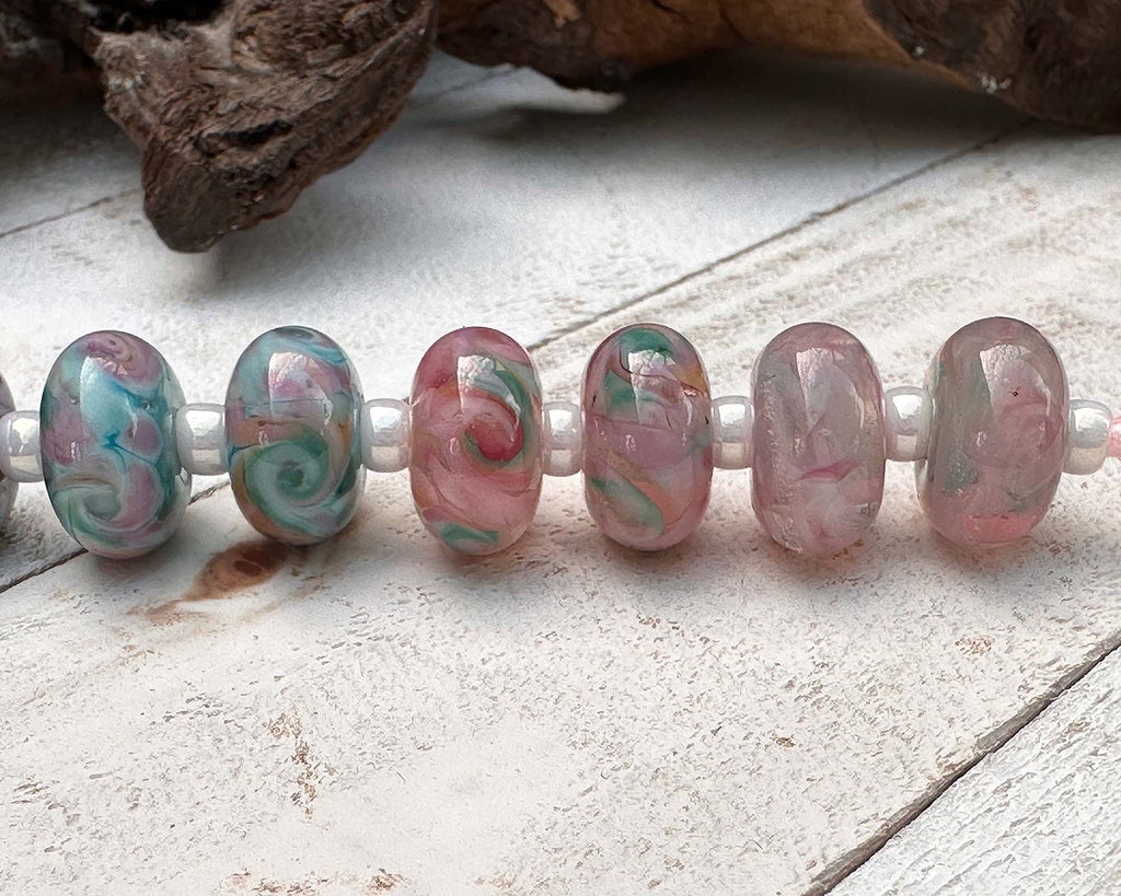 pink lampwork beads