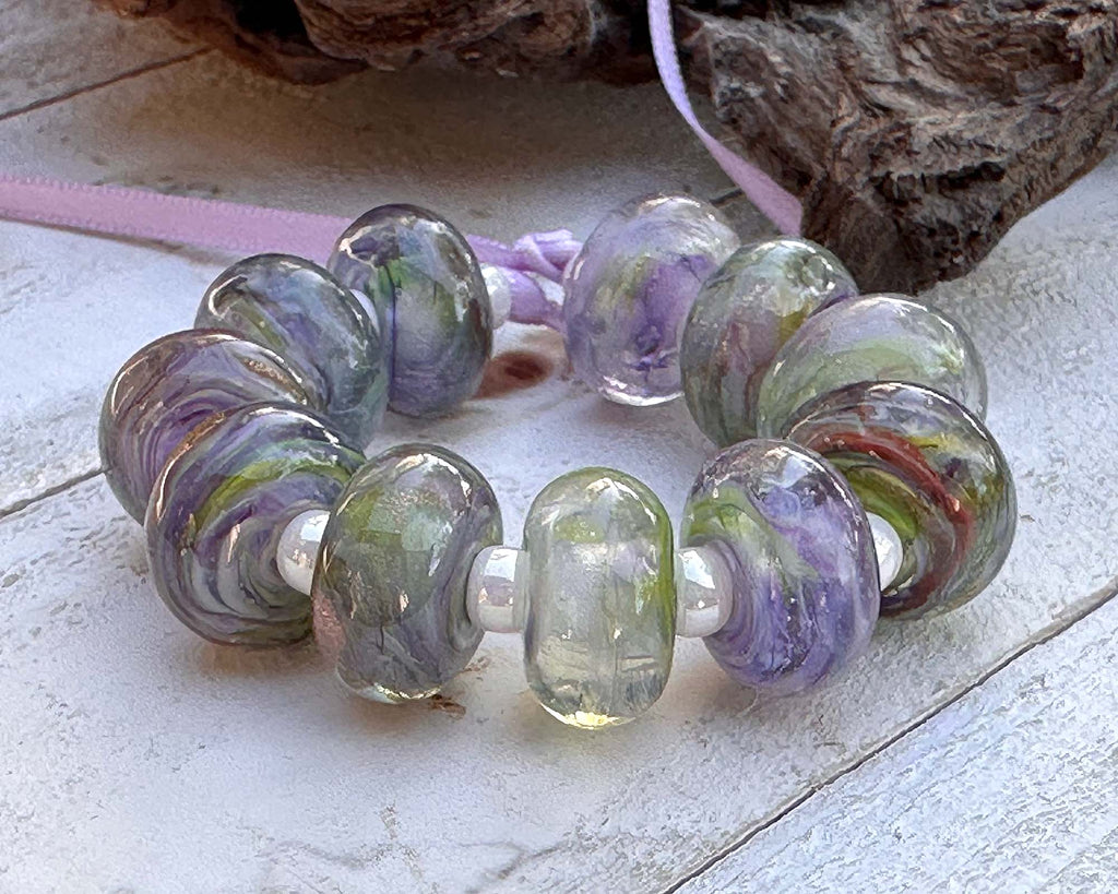 purple lampwork beads