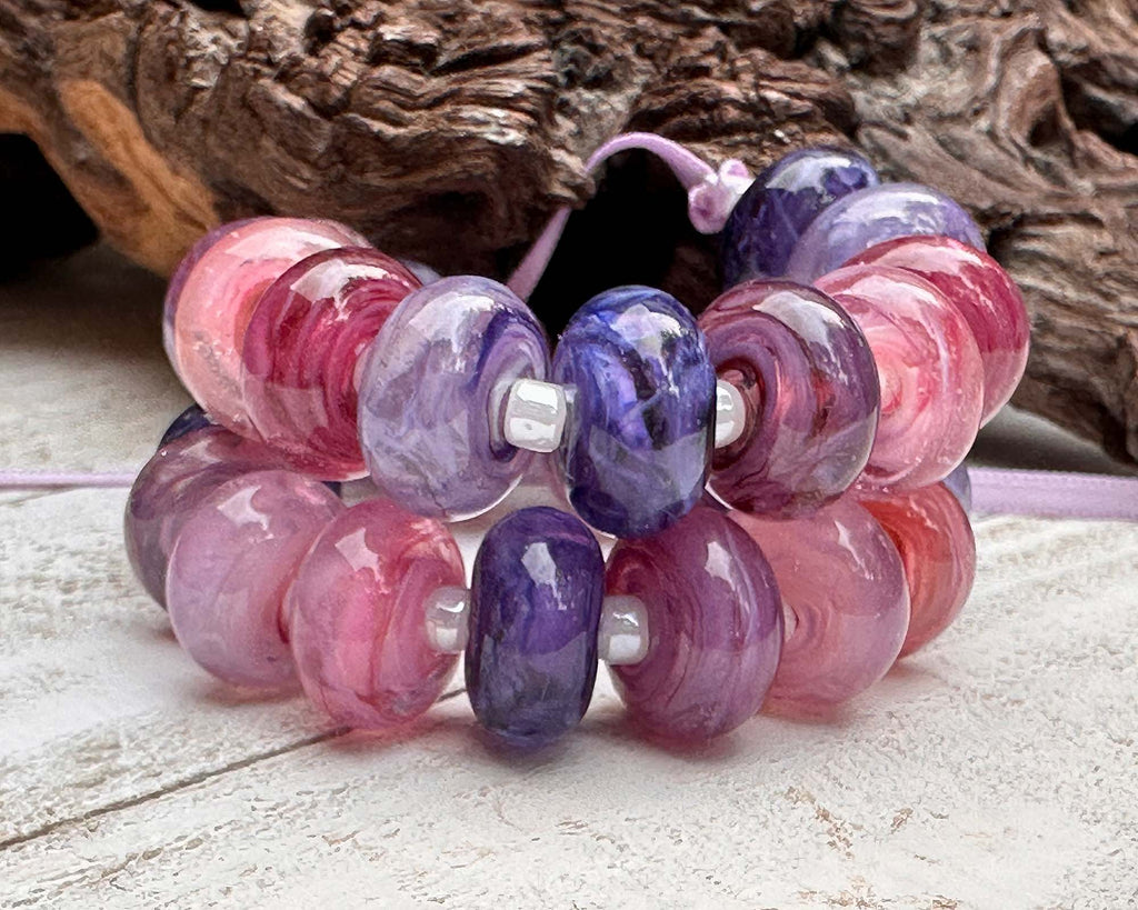 pink lampwork beads