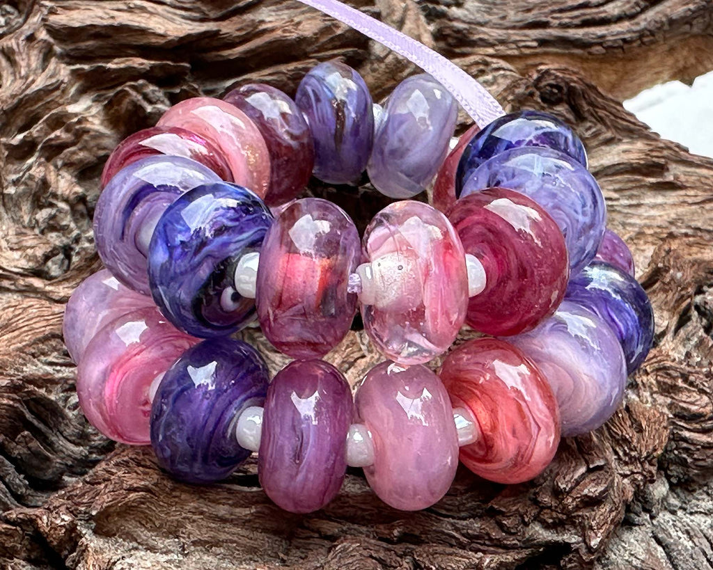 pink lampwork beads