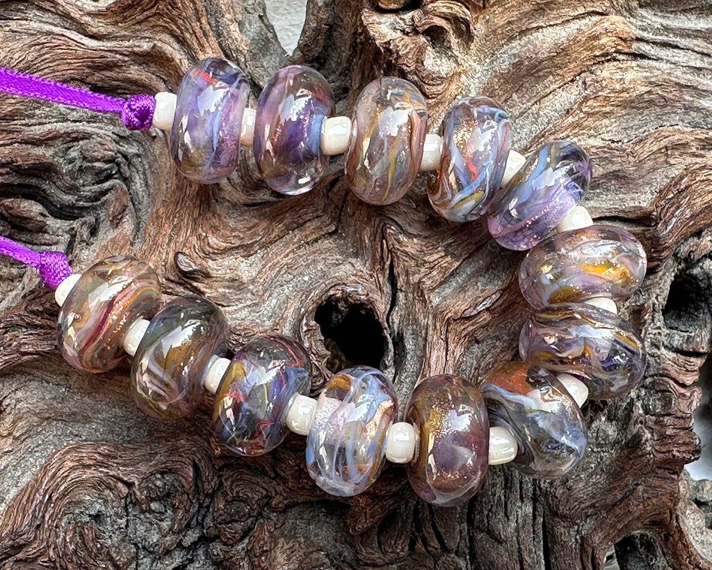 purple blue lampwork beads