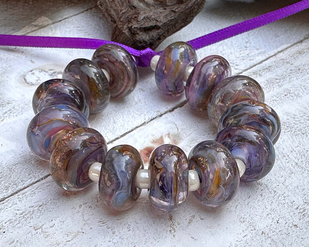 purple blue lampwork beads