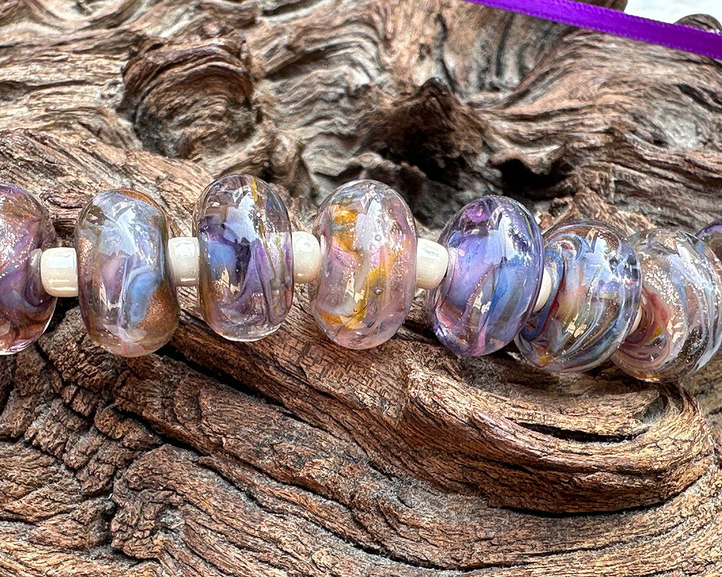 purple blue lampwork beads