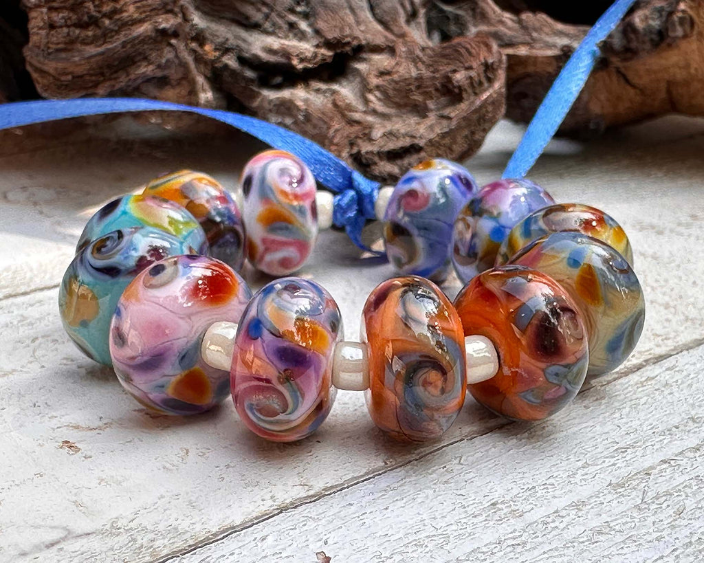 colorful lampwork beads