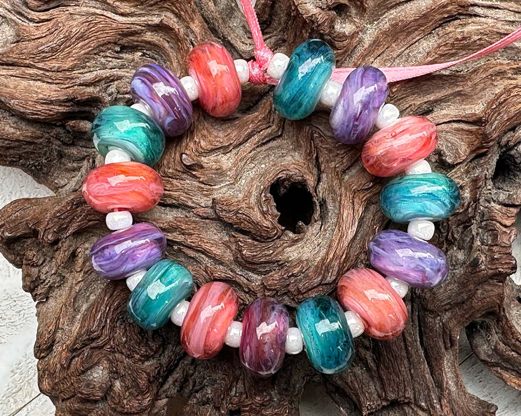 pastel lampwork beads