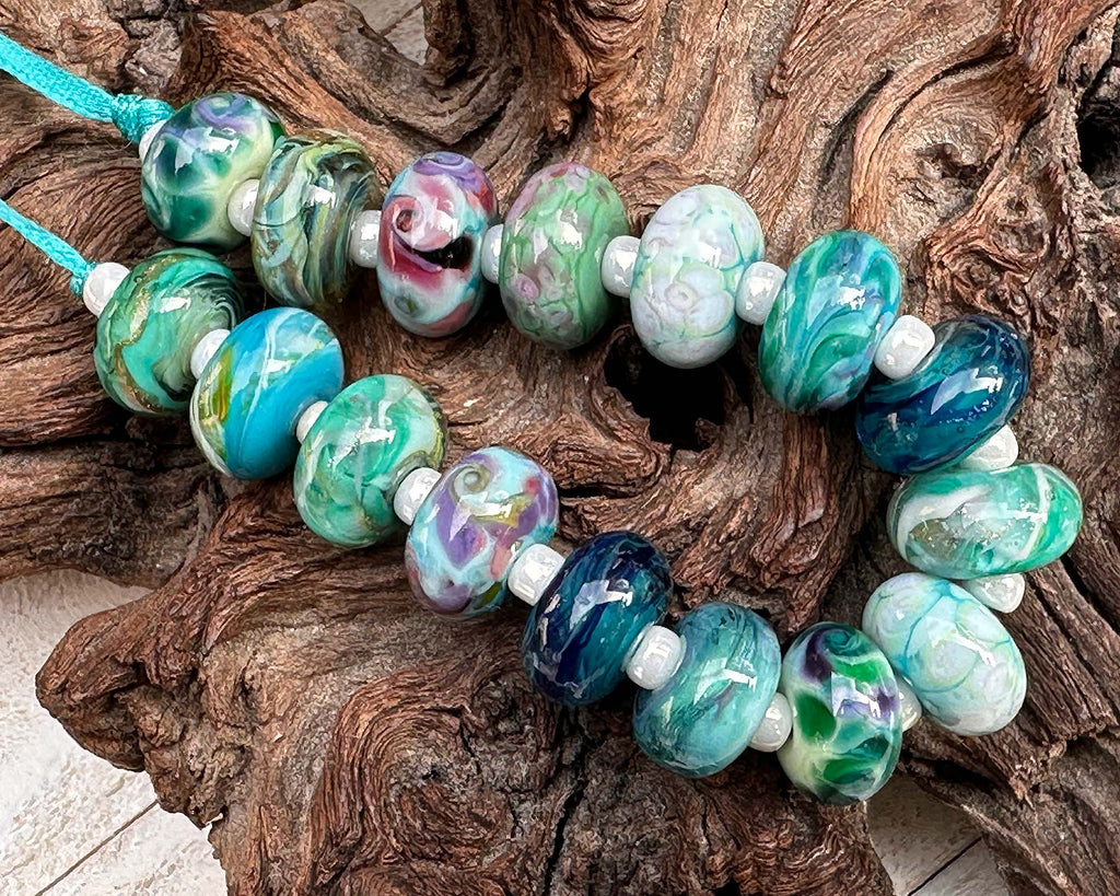 green lampwork beads