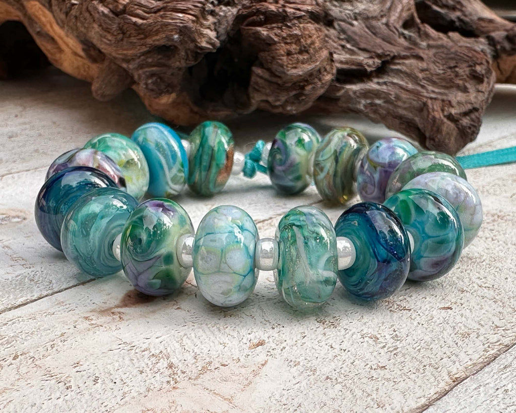 green lampwork beads