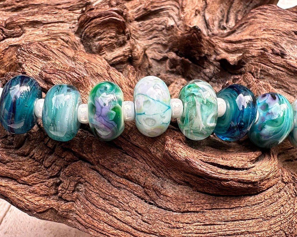 green lampwork beads