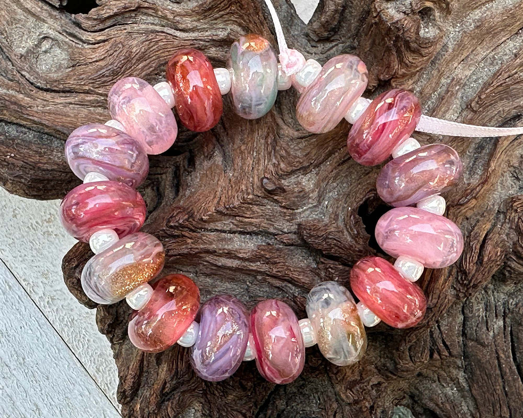 pink lampwork beads