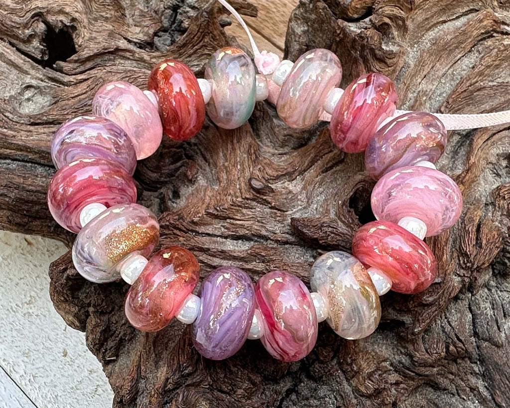 pink lampwork beads