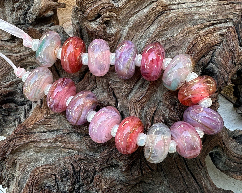 pink lampwork beads