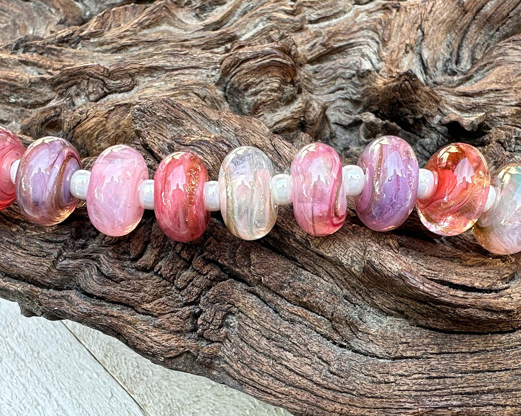 pink lampwork beads