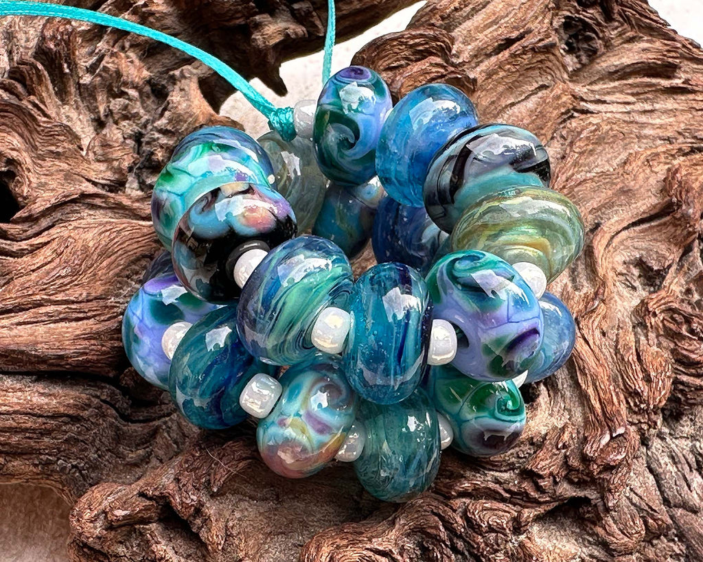blue lampwork beads