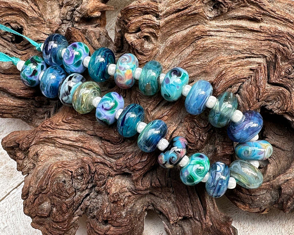 blue lampwork beads