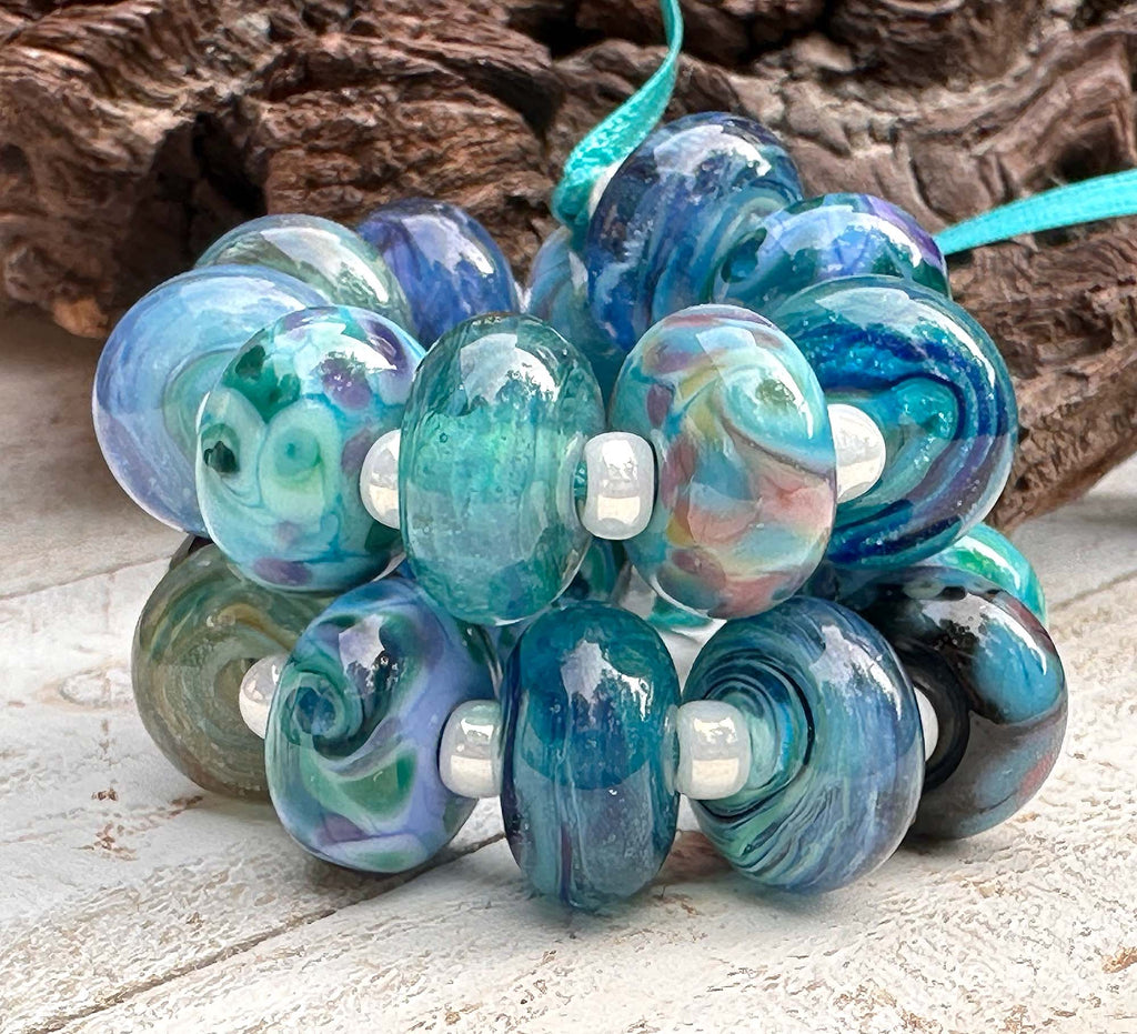 blue lampwork beads