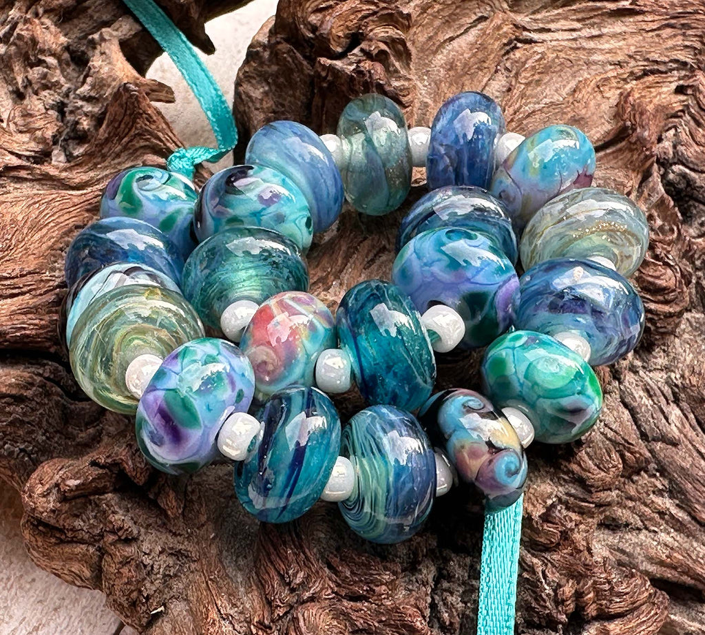 blue lampwork beads