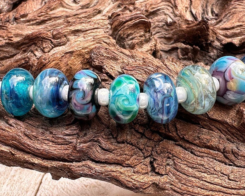 blue lampwork beads