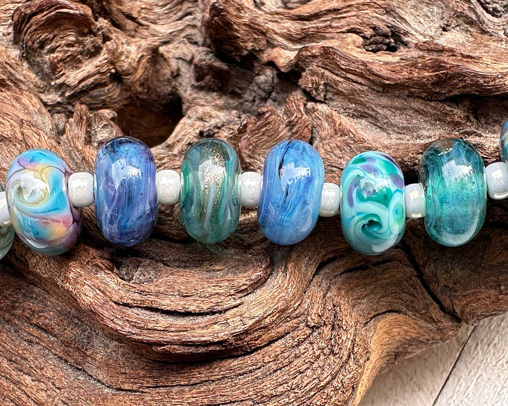blue lampwork beads