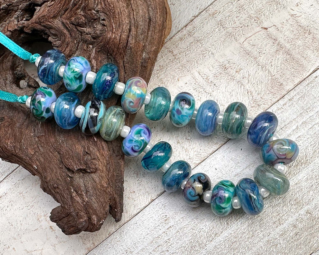 blue lampwork beads