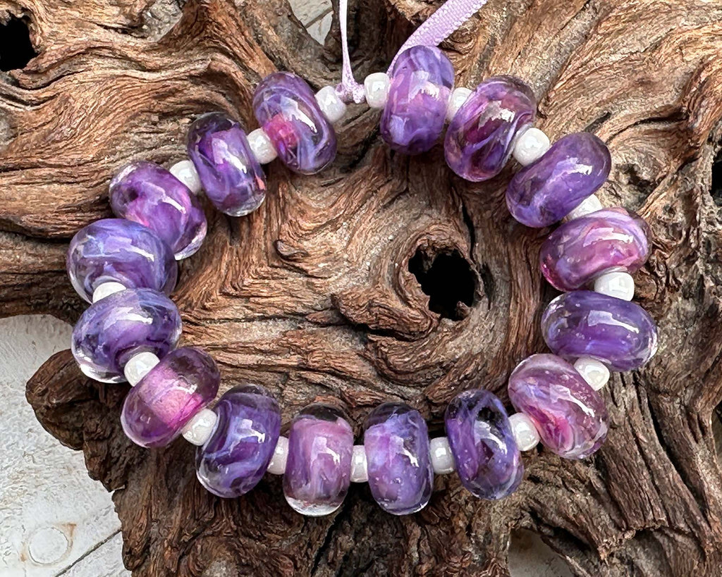 purple lampwork beads