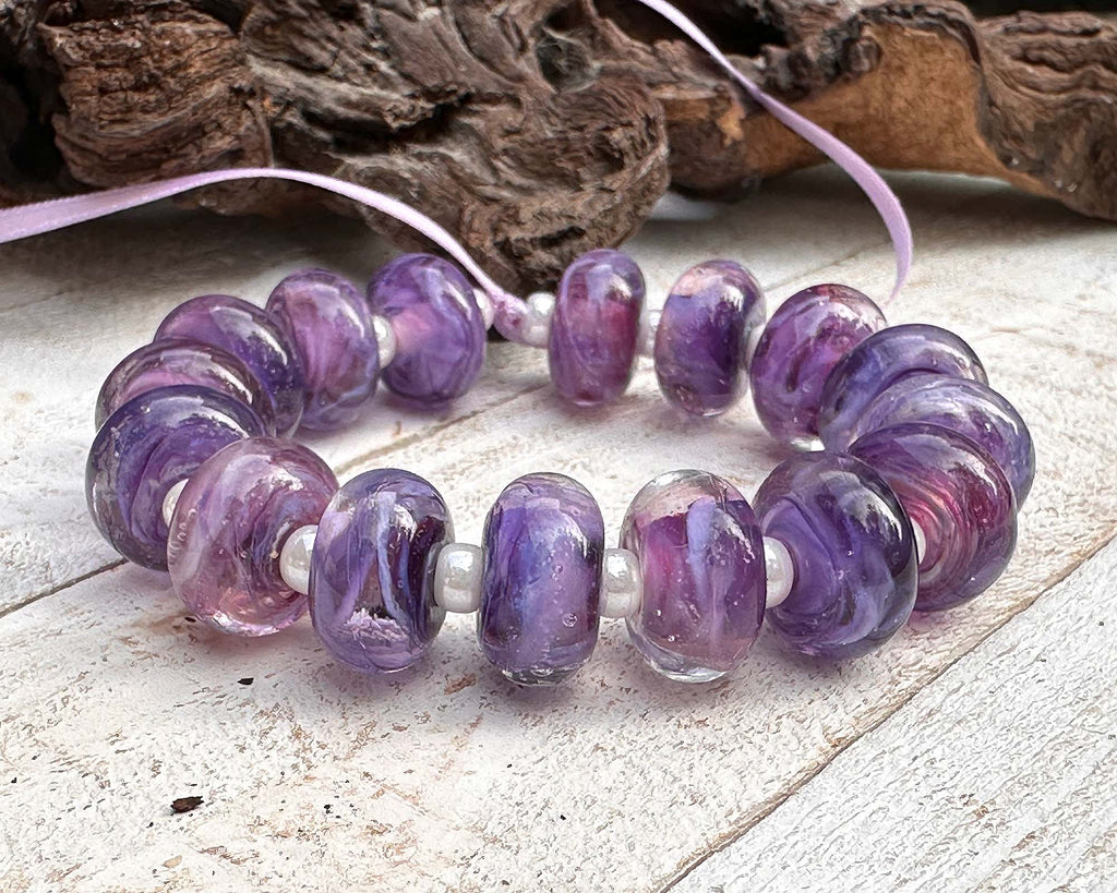 purple lampwork beads