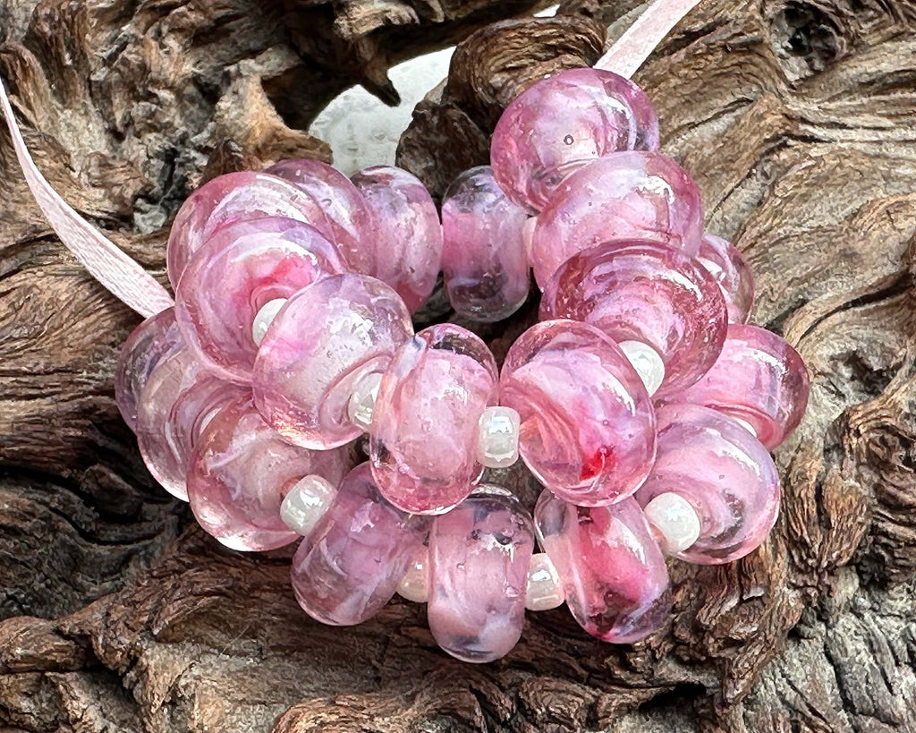 pink lampwork beads