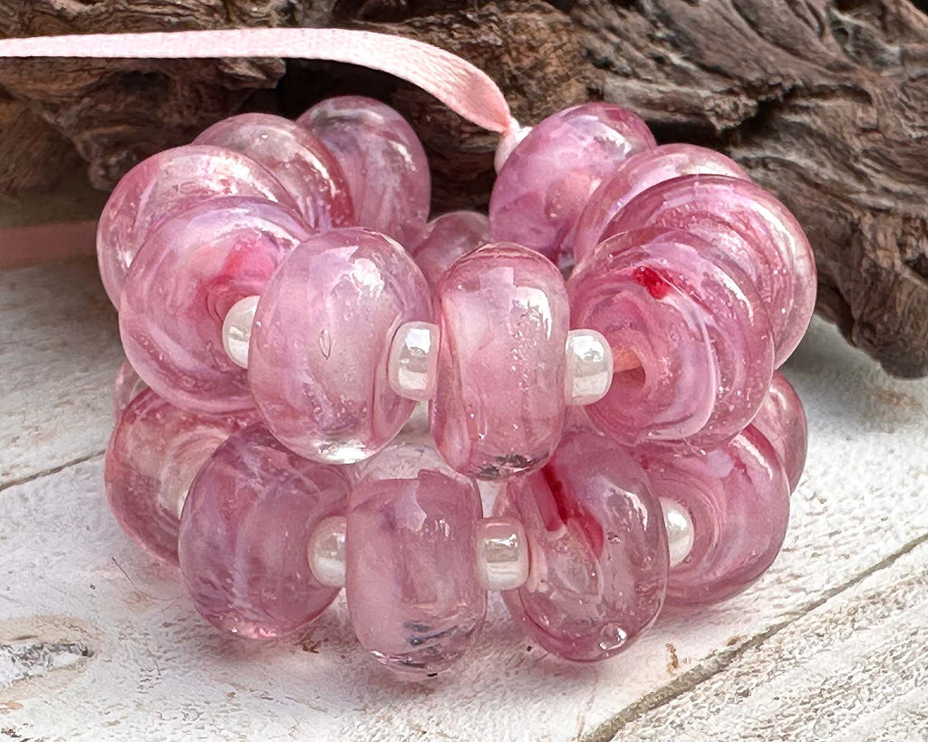 pink lampwork beads