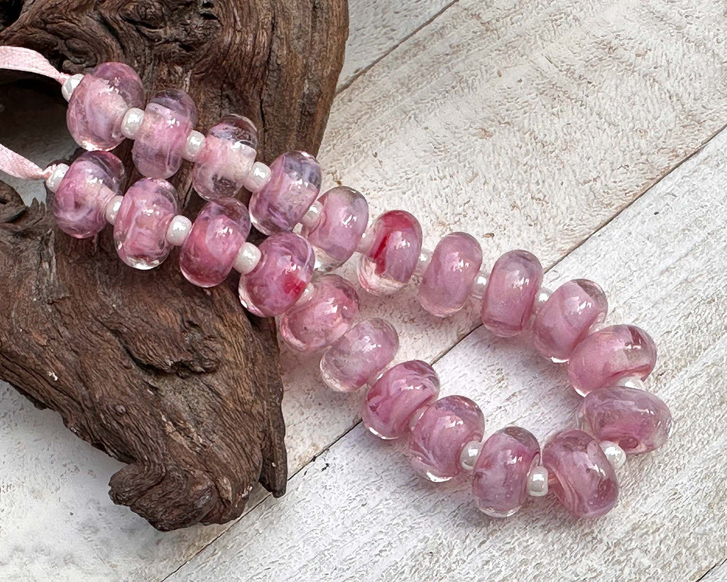 pink lampwork beads