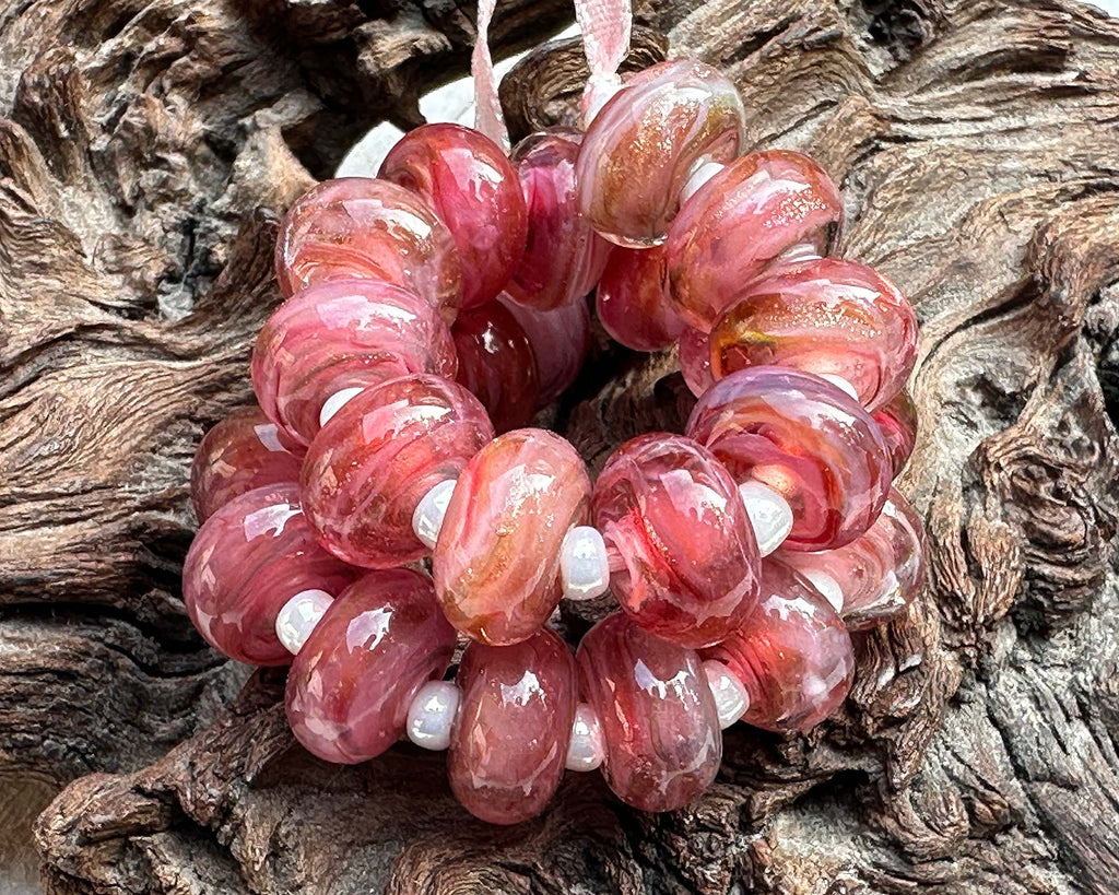 pink lampwork beads