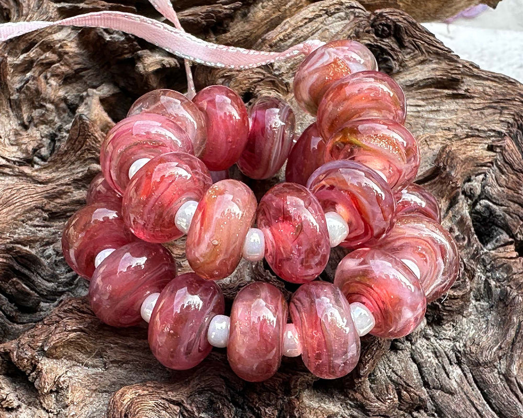 pink lampwork beads