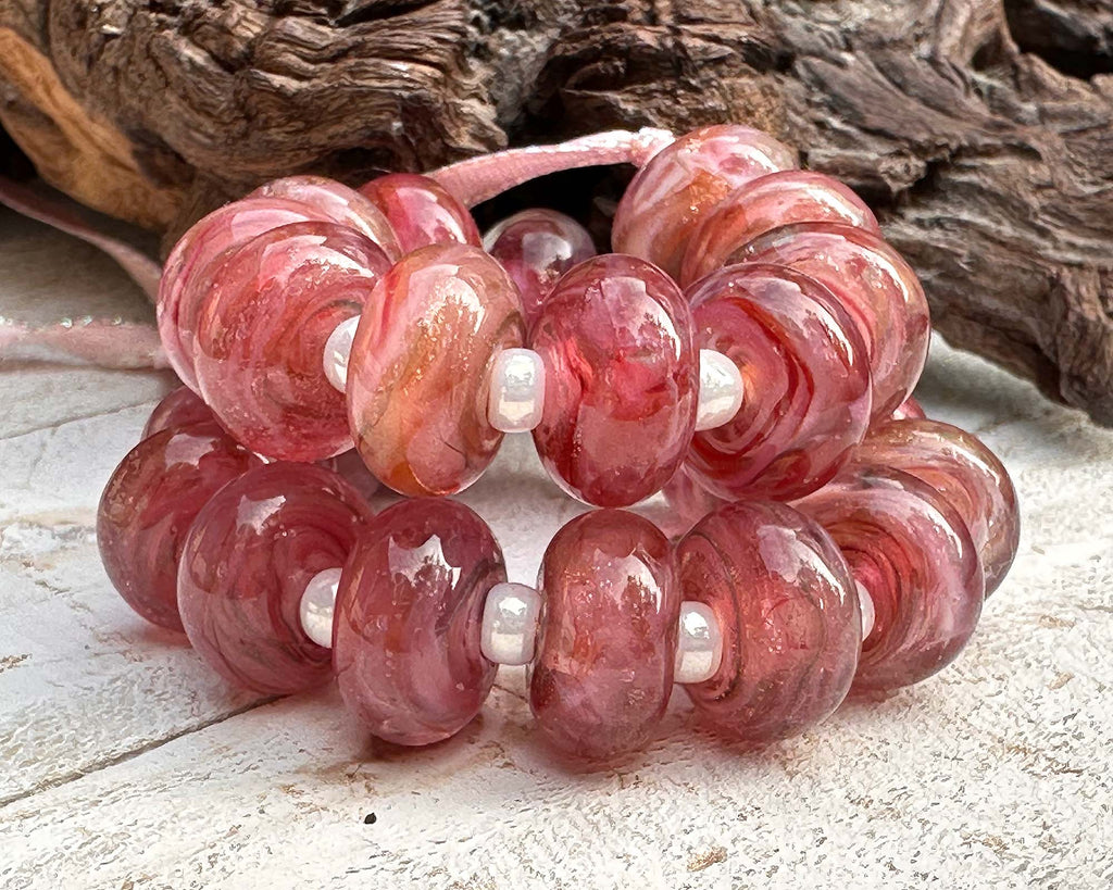 pink lampwork beads