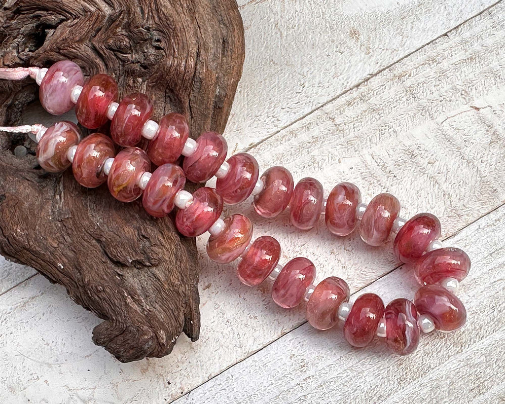 pink lampwork beads