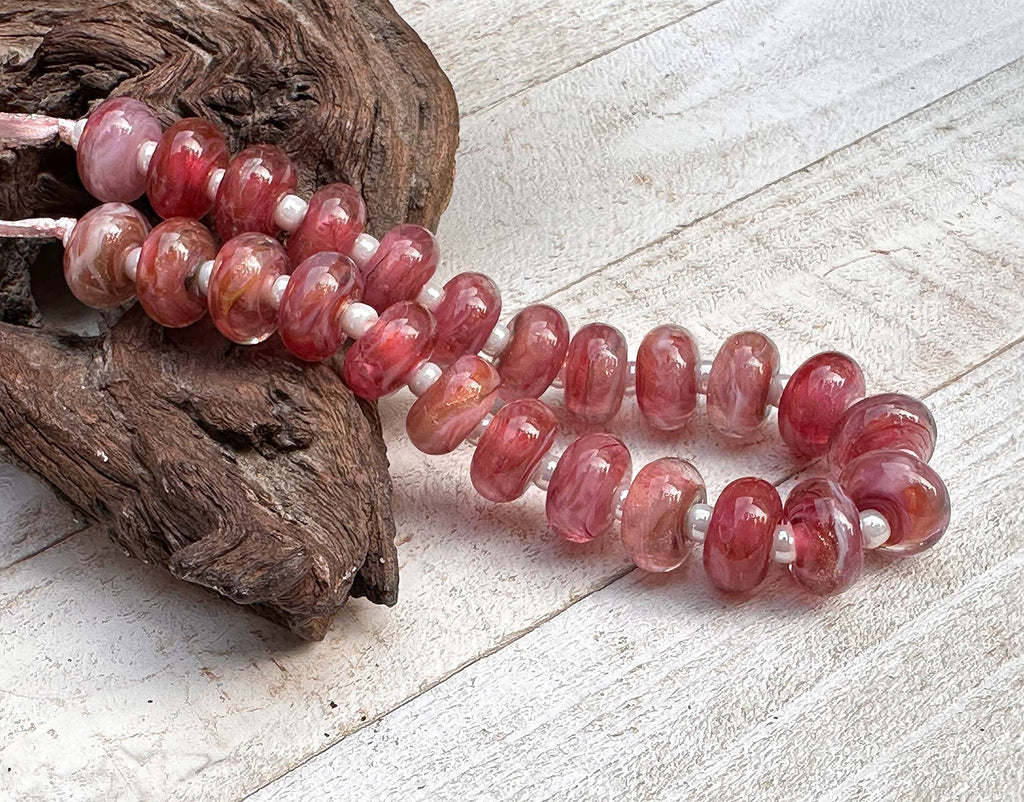 pink lampwork beads