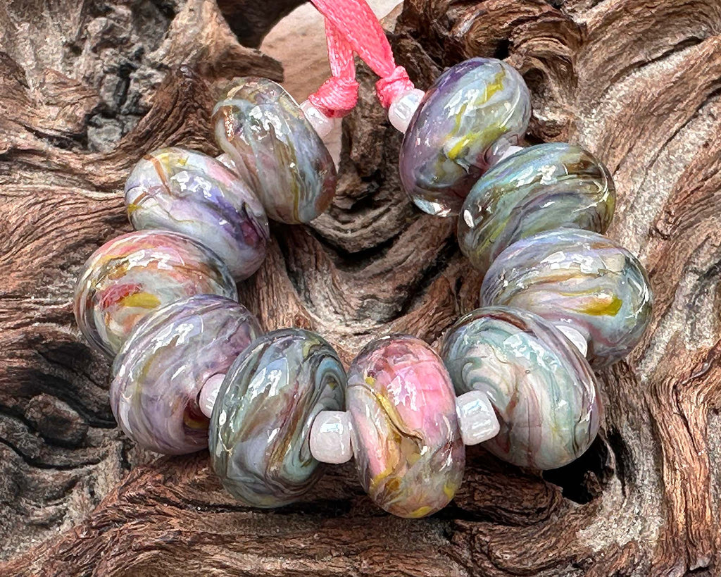 pastel lampwork beads