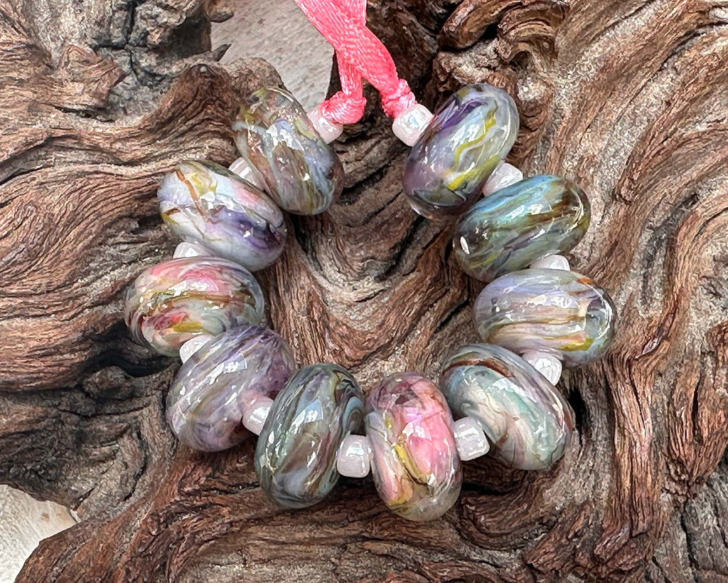 pastel lampwork beads