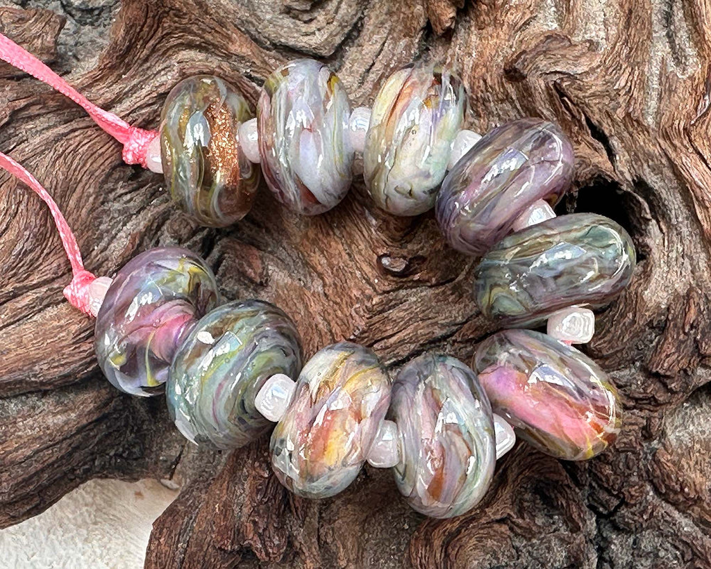 pastel lampwork beads