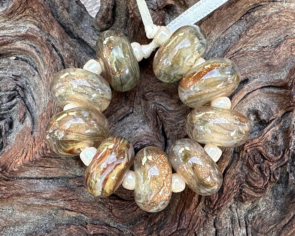 gold lampwork beads