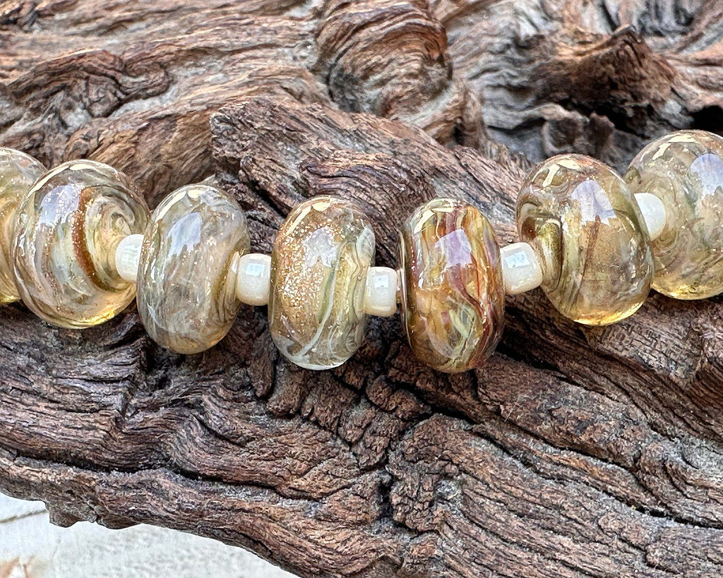 gold lampwork beads